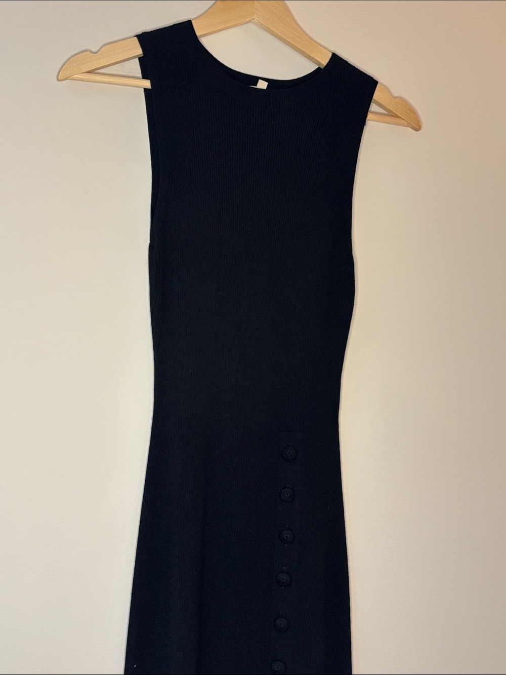 Sezane Black Sleeveless Maxi Dress Side Button Placket - Picture 3 of 8